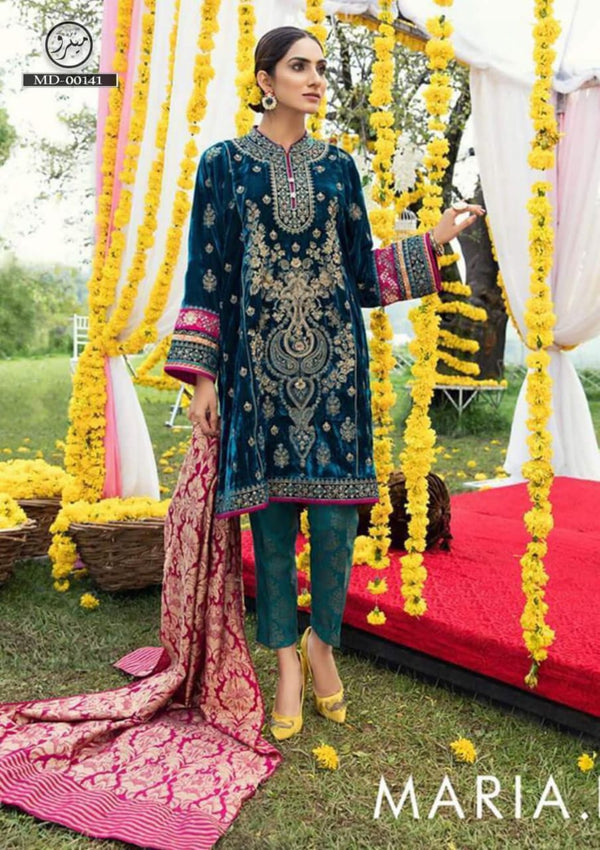 Maria B Velvet Suit-Replica Suits-Replica Zone