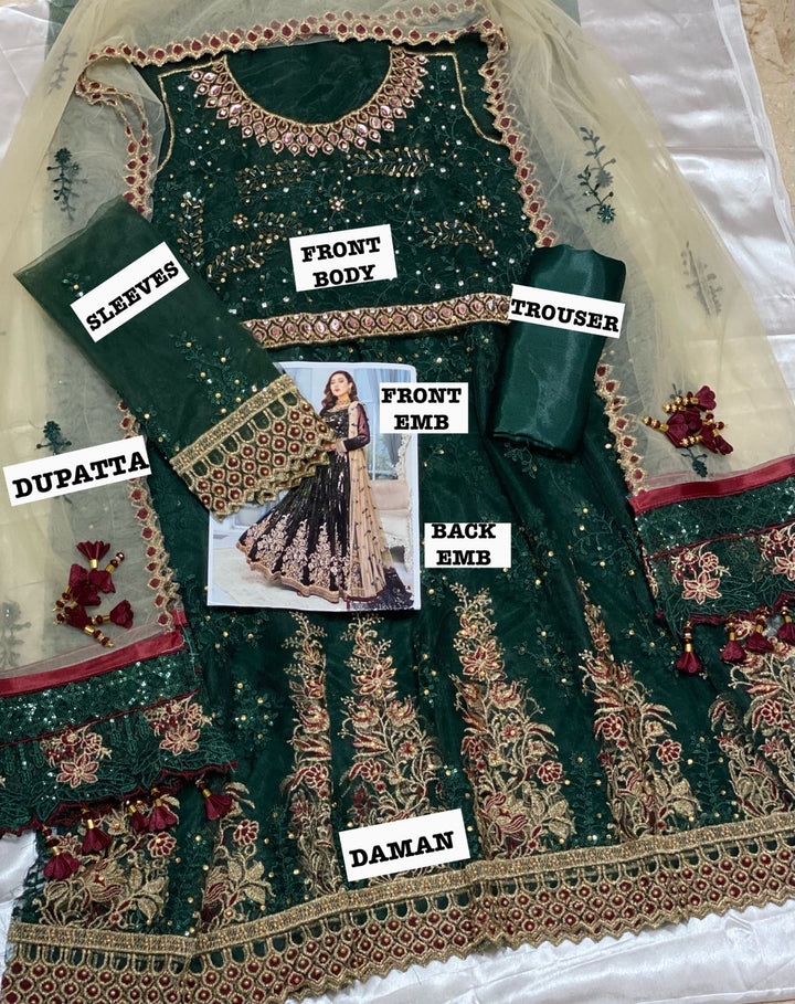 Mariam & Maria Net Frock-Bridal Suits-Replica Zone