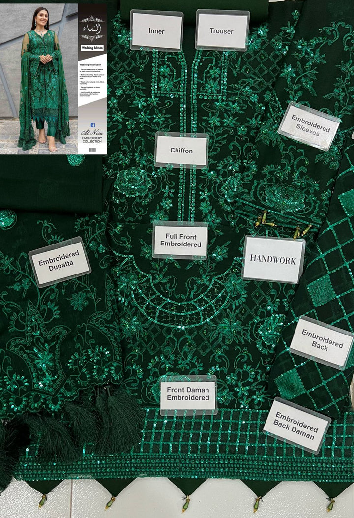 Maryam Hussain Chiffon Suit-Replica Suits-Replica Zone