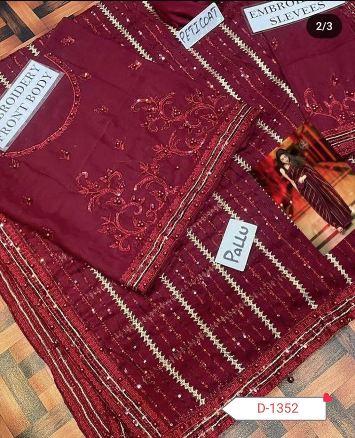 Maryam Nafees Chiffon Saree-Bridal Suits-Replica Zone
