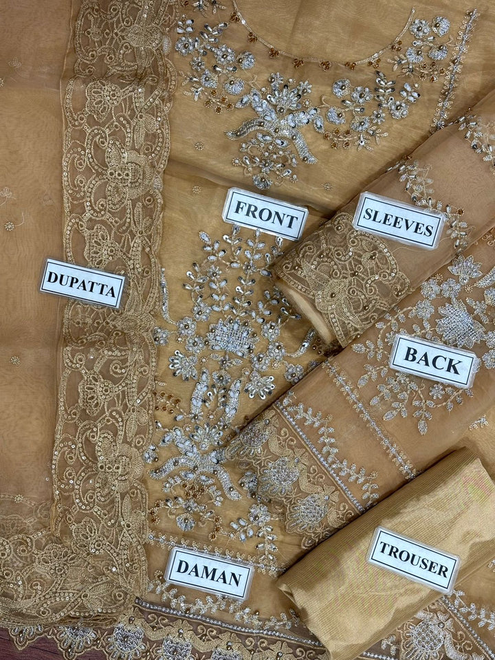 Mushq Organza Suit-Replica Suits-Replica Zone