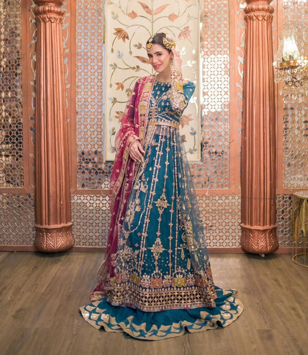 Qalamkar Bridal Maxi-Bridal Suits-Replica Zone