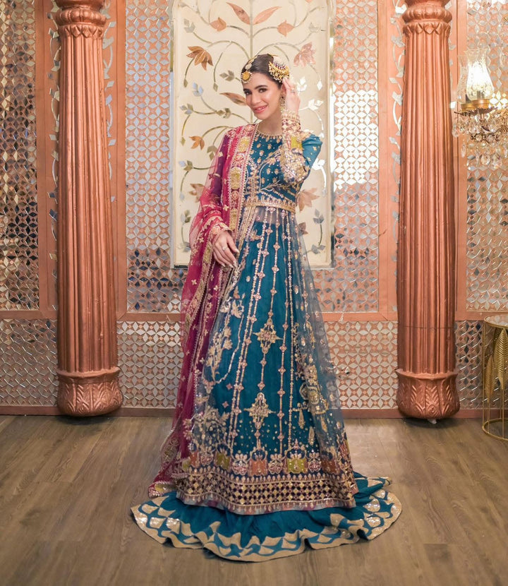 Qalamkar Bridal Maxi-Bridal Suits-Replica Zone