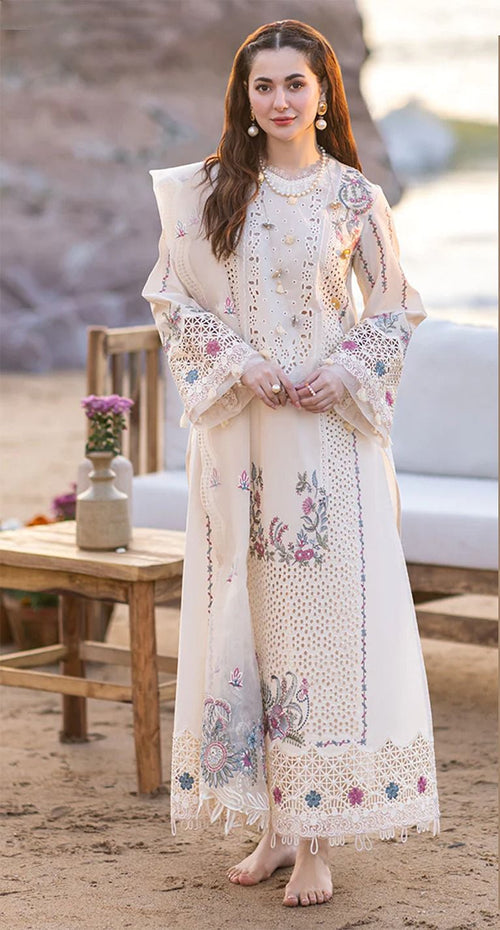 lawn dress with organza dupatta Luxury Schiffli Embroidered Lawn Dress with Embroidered Organza Dupatta Best Price Online in Pakistan