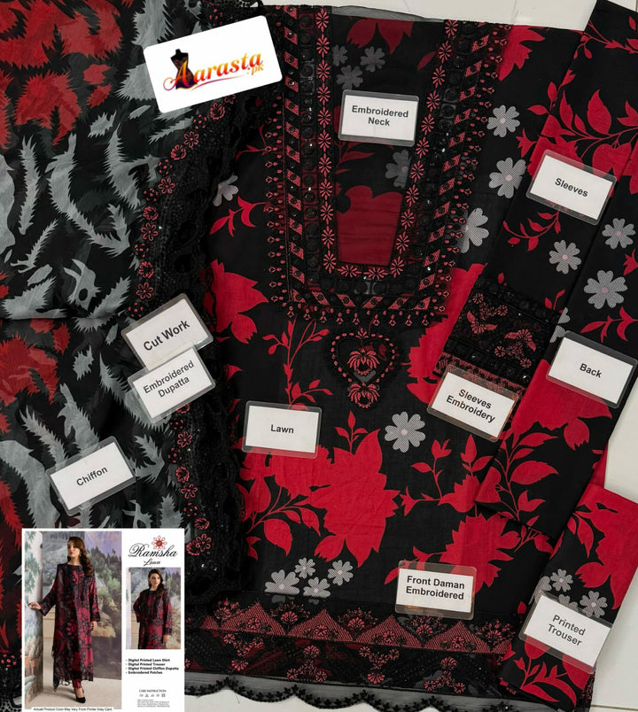 Ramsha Lawn Suit-Lawn Suits-Replica Zone