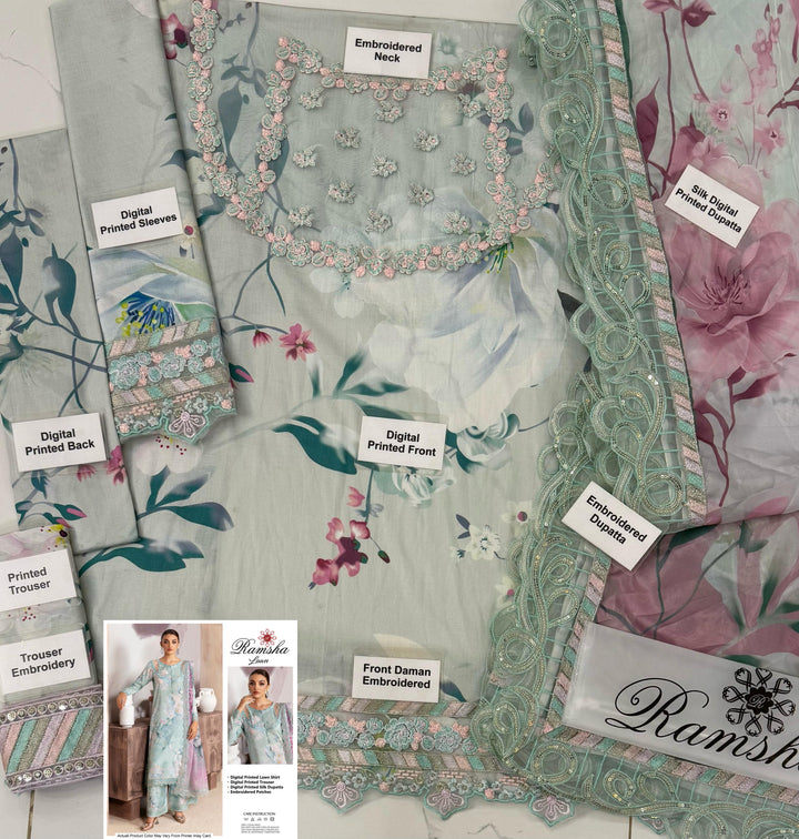 Ramsha Lawn Suit-Lawn Suits-Replica Zone