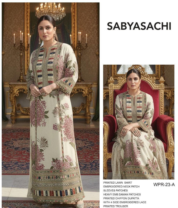 Sabyasachi Lawn Suit-Lawn Suits-Replica Zone