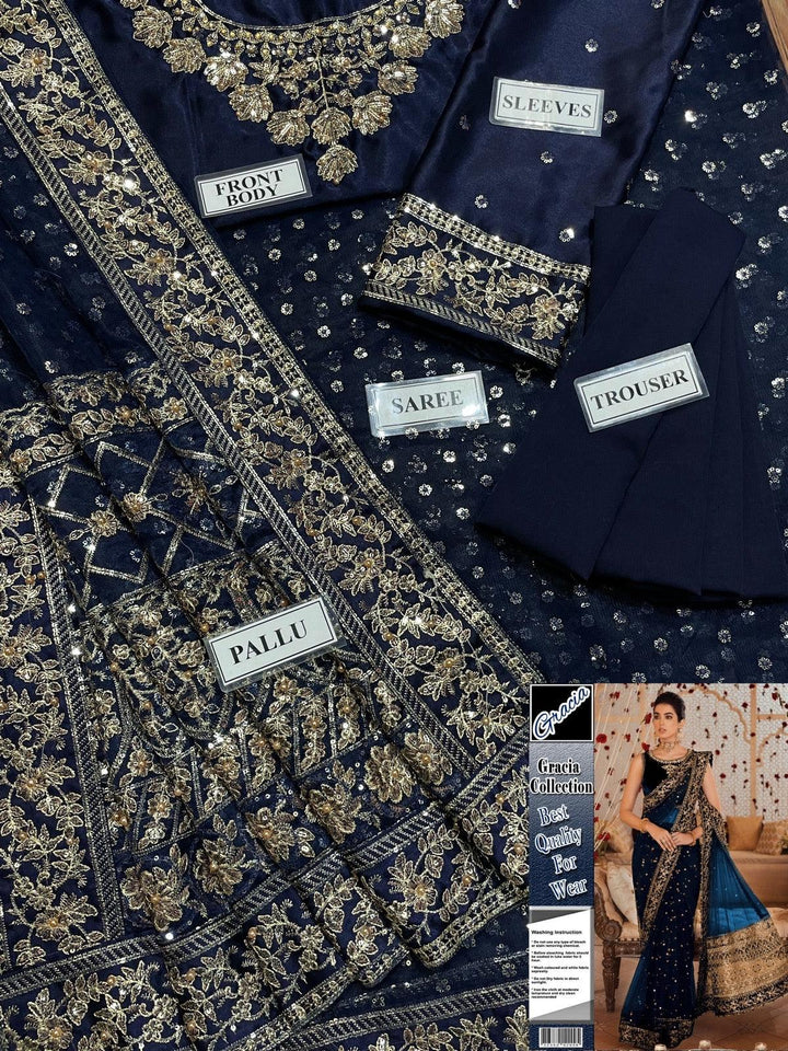Sadia Asad Net Saree-Bridal Suits-Replica Zone