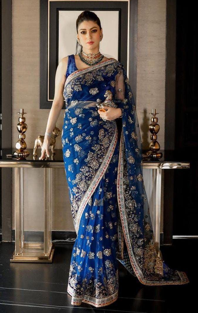Sadia Asad Net Saree-Bridal Suits-Replica Zone