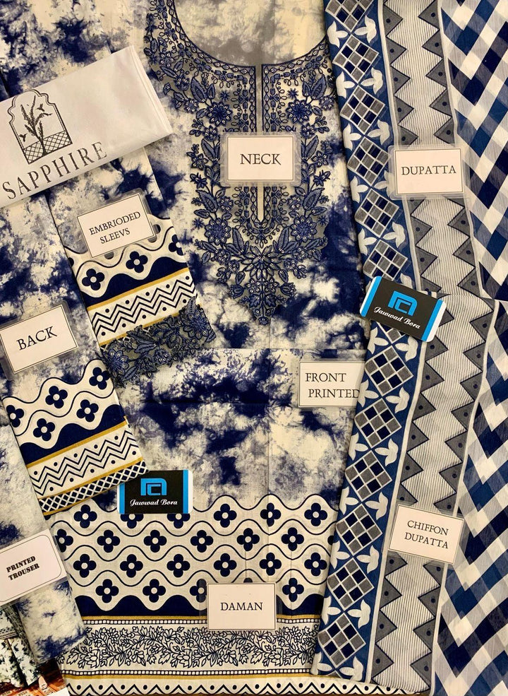 Sapphire Lawn Suit-Lawn Suits-Replica Zone