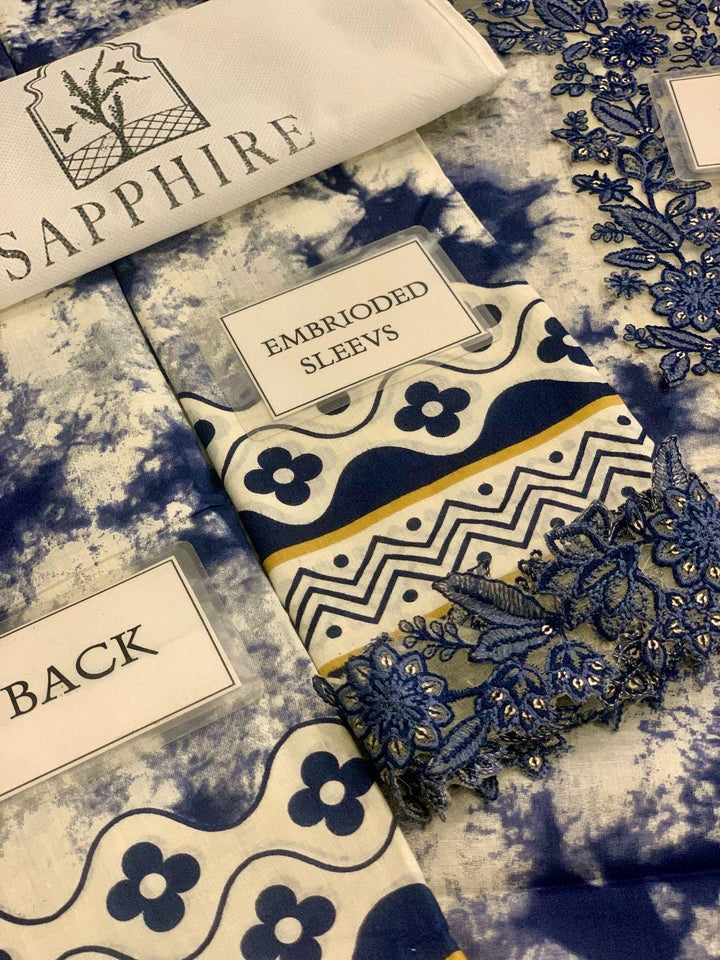 Sapphire Lawn Suit-Lawn Suits-Replica Zone