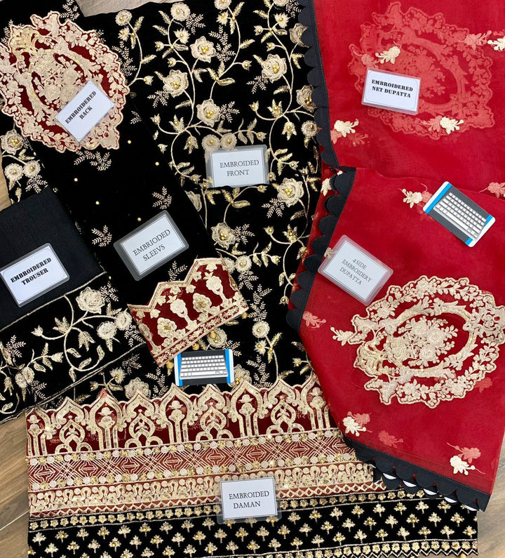 Zainab Chottani Velvet Suit-Replica Suits-Replica Zone