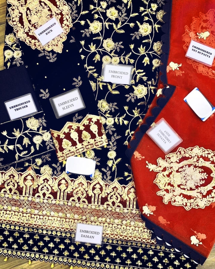 Zainab Chottani Velvet Suit-Replica Suits-Replica Zone