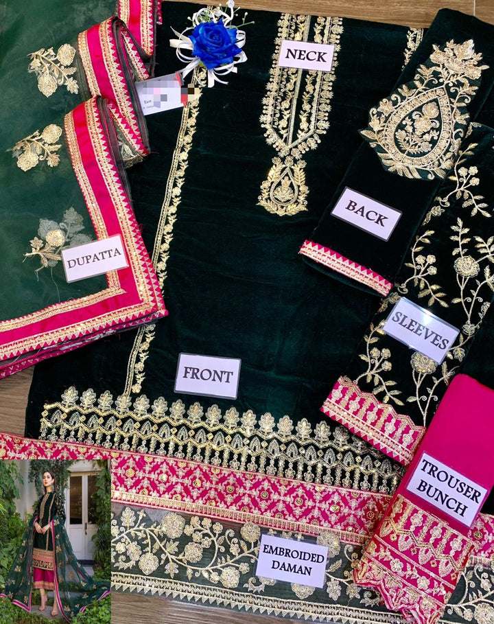 Zainab Chottani Velvet Suit-Replica Suits-Replica Zone