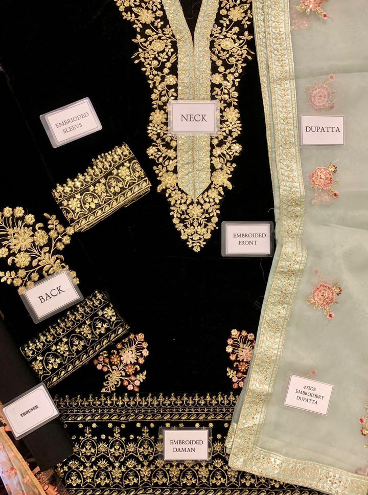 Zainab Chottani Velvet Suit-Replica Suits-Replica Zone