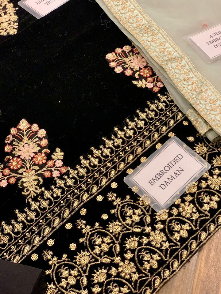Zainab Chottani Velvet Suit-Replica Suits-Replica Zone