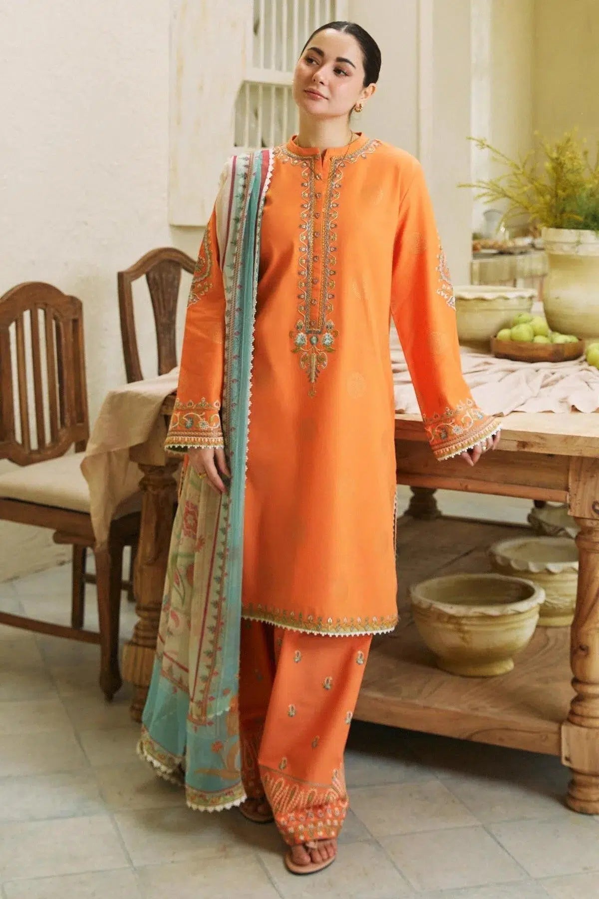 Zara Shahjahan-Lawn-Orange-Replica Zone
