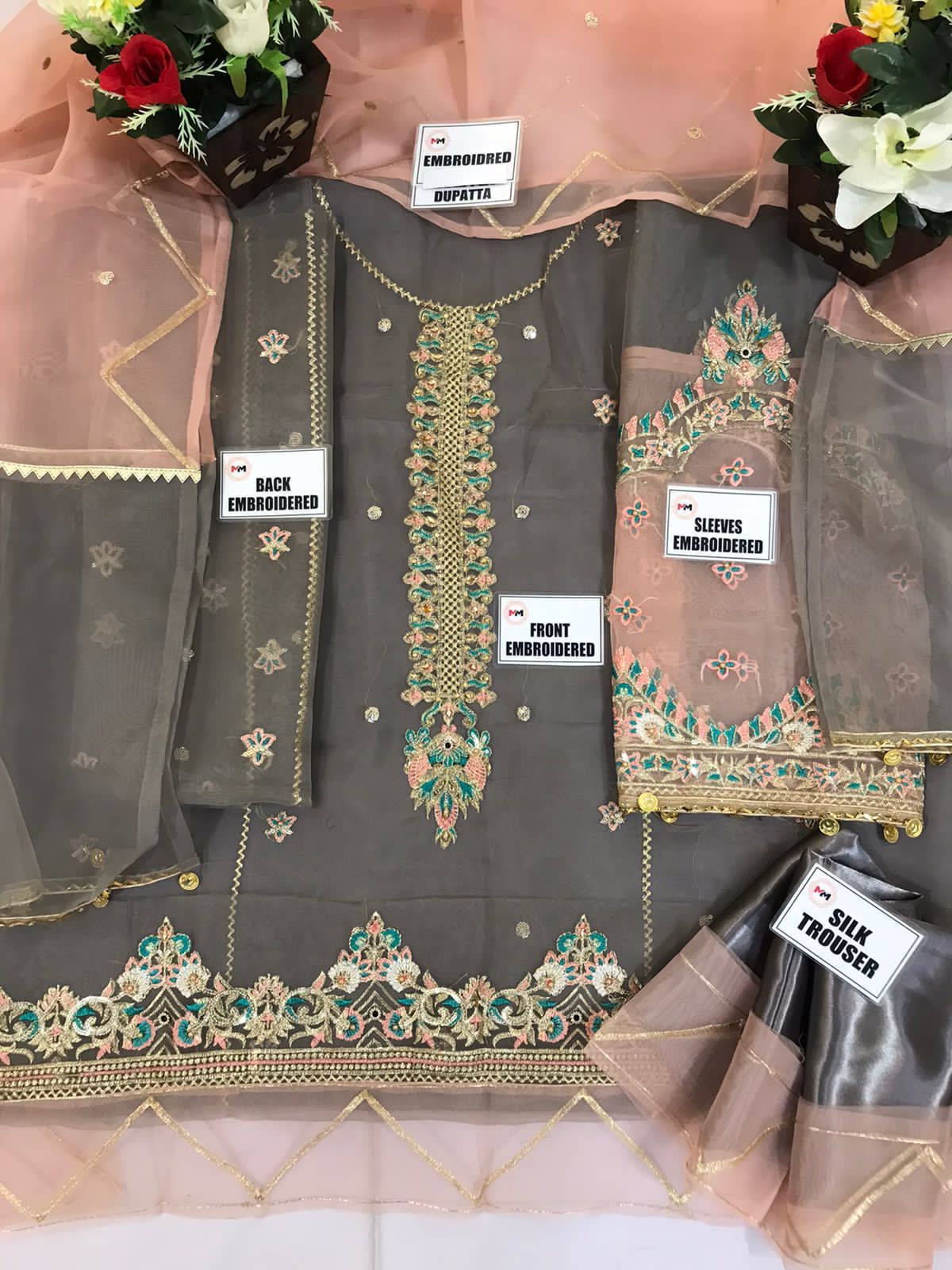 Asim Jofa Organza Suit-Replica Suits-Replica Zone