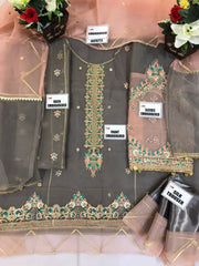 Asim Jofa Organza Suit-Replica Suits-Replica Zone