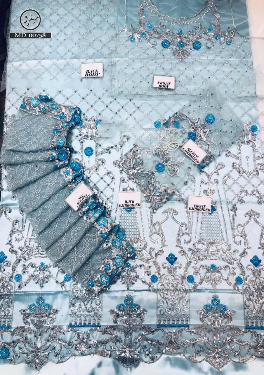 Maria B Net Bridal Suit-Bridal Suits-Replica Zone